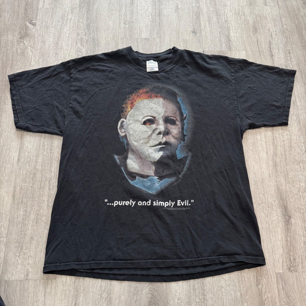 Vintage Halloween Michael Myers Movie Graphic T-Shirt XL Black M&O Knits Evil